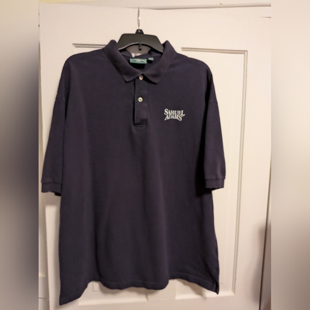 Outter Banks Mens Short Sleeve Polo Samuel Adams 2XL XXL Navy Blue
